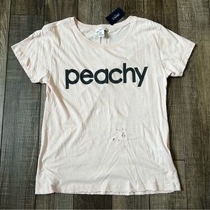 Forever 21 “peachy” short sleeve t-shirt M distressed light pink peach color NWT